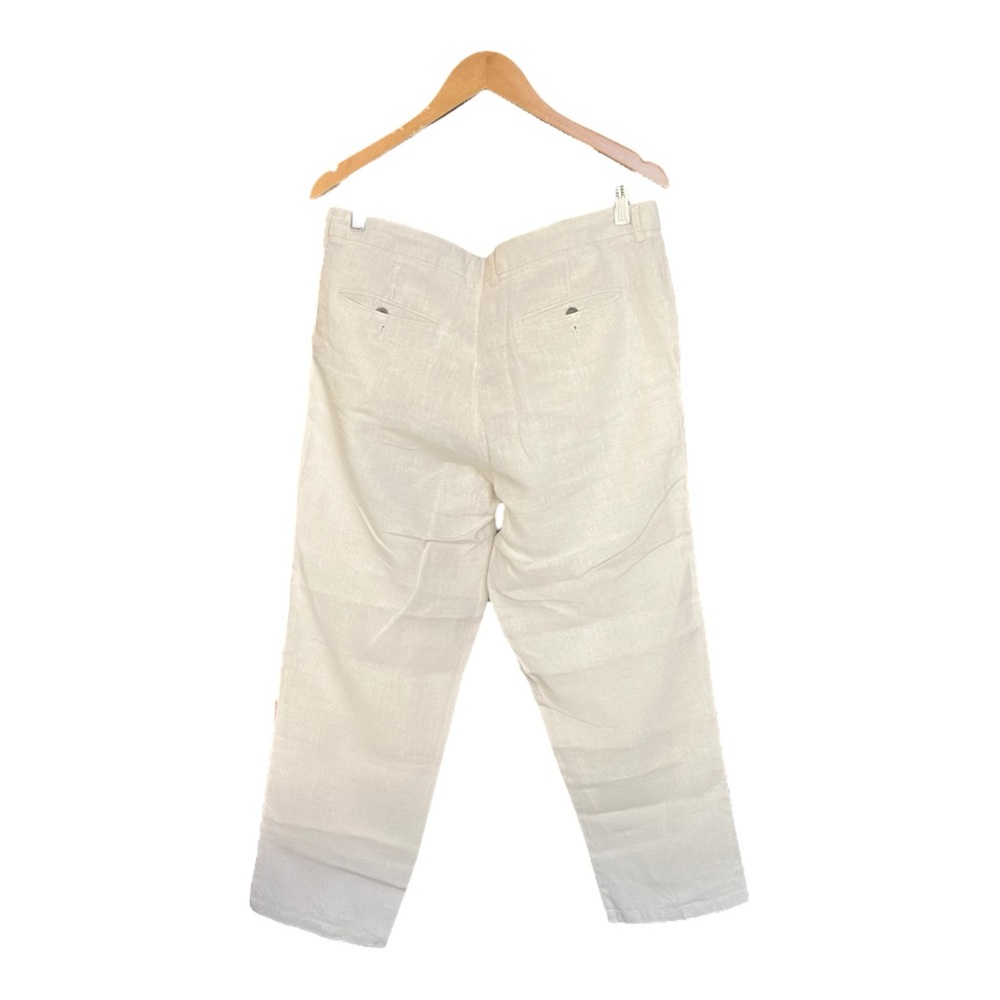 Men’s 100% Linen Pants by Tasso Elba Island in Cream - Size 34 - Picture 2 of 5